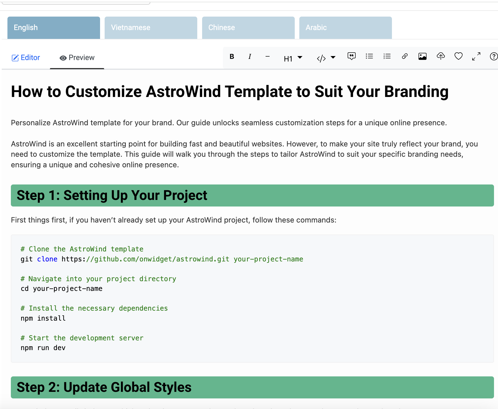 Markdown preview