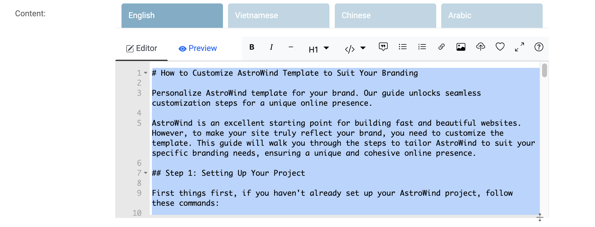Markdown editor