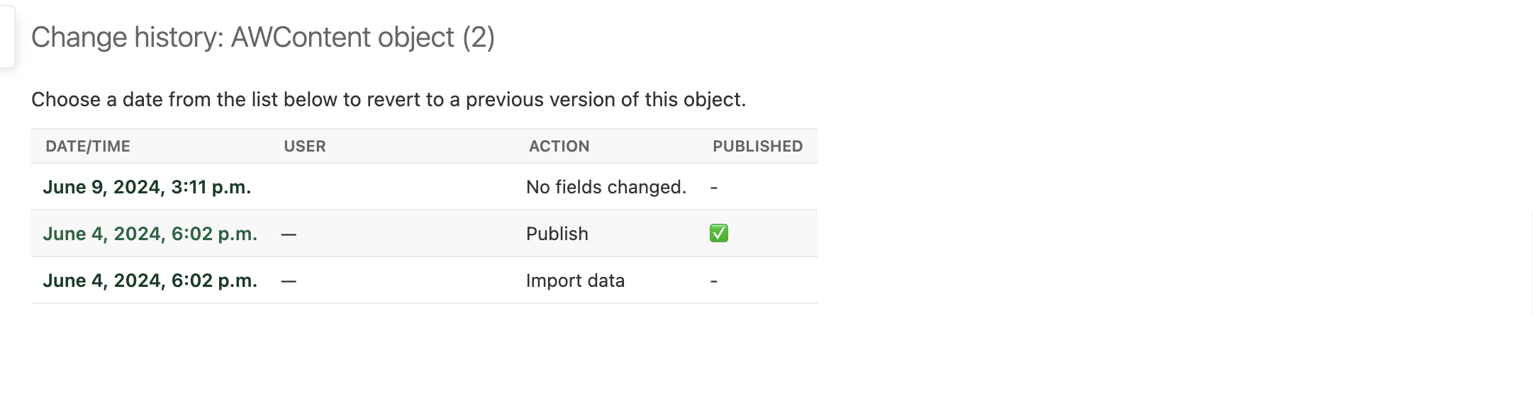 Versioning content